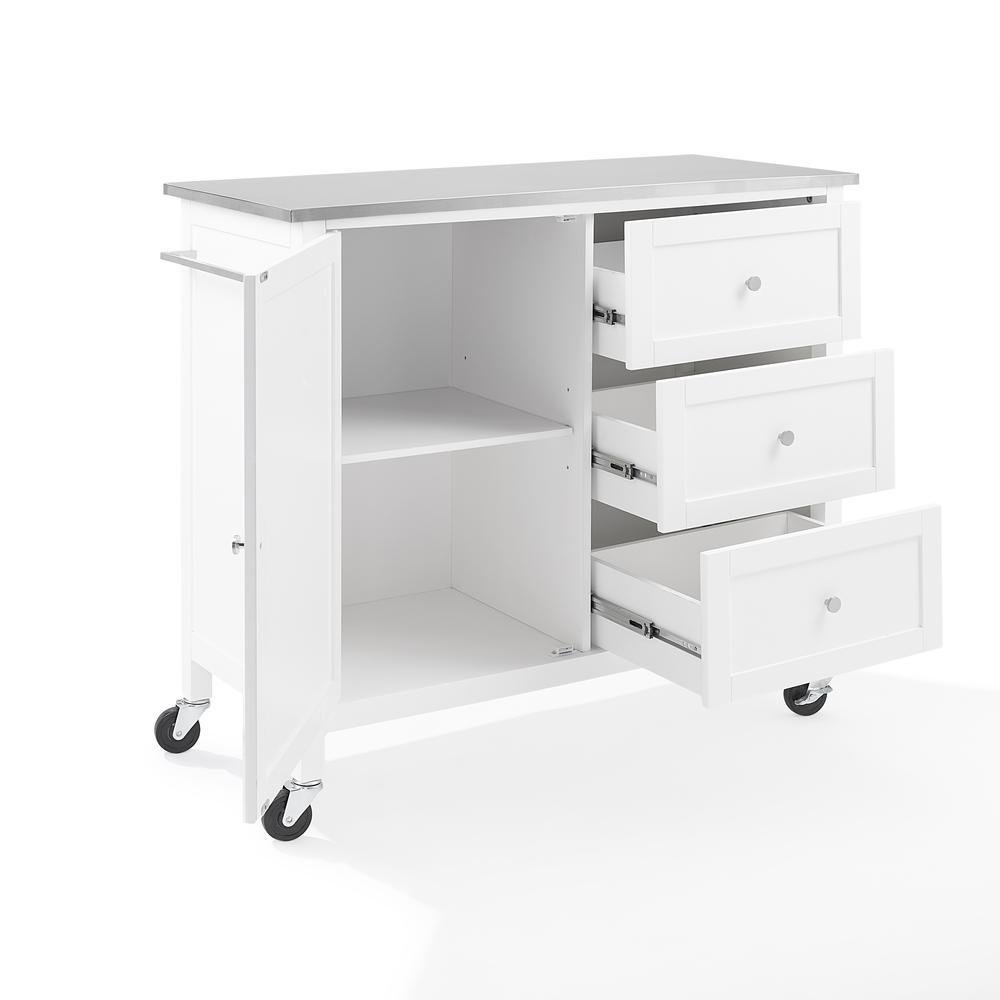 Soren Stainless Steel Top Kitchen Island/Cart White/Stainless Steel. Picture 13