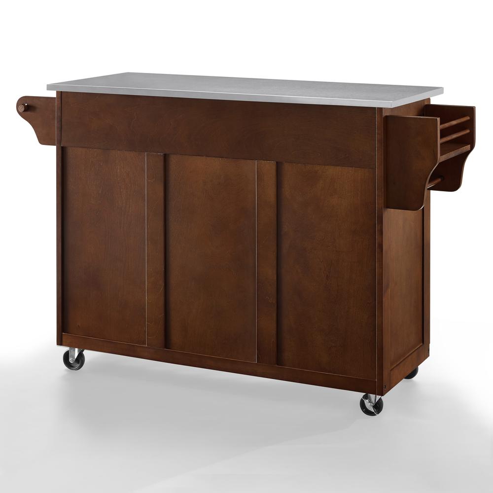 Eleanor Stainless Steel Top Kitchen Cart Mahogany/Stainless Steel. Picture 15