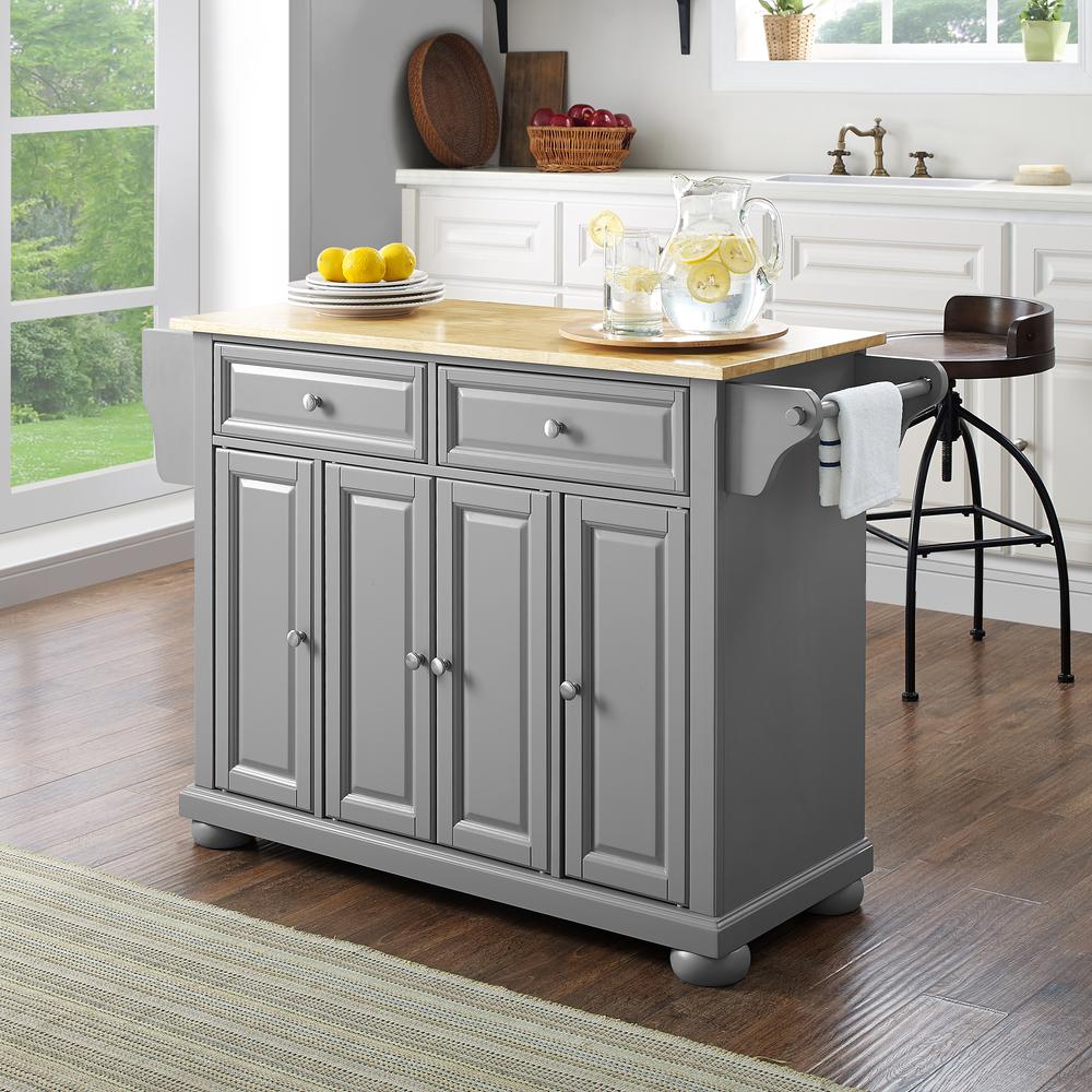 Alexandria Wood Top Kitchen Island/Cart Gray/Natural. Picture 3