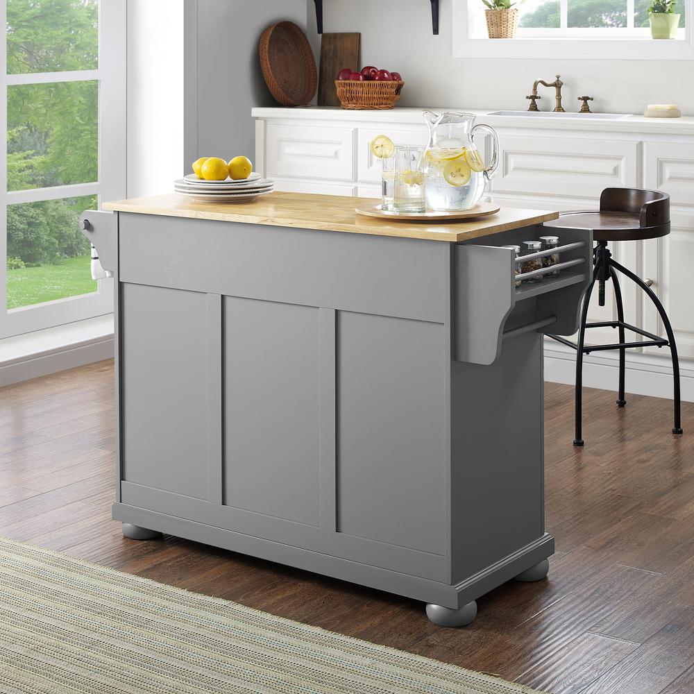 Alexandria Wood Top Kitchen Island/Cart Gray/Natural. Picture 4