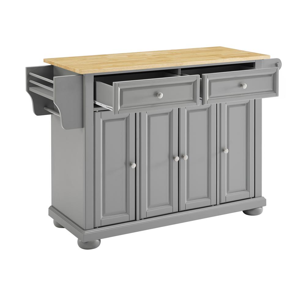 Alexandria Wood Top Kitchen Island/Cart Gray/Natural. Picture 5