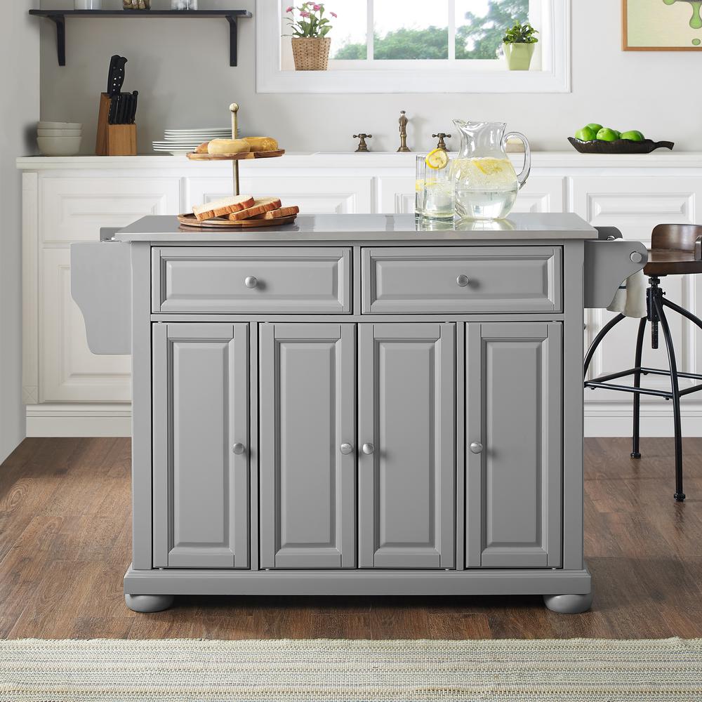 Alexandria Stainless Steel Top Kitchen Island/Cart Gray/Stainless Steel. Picture 2