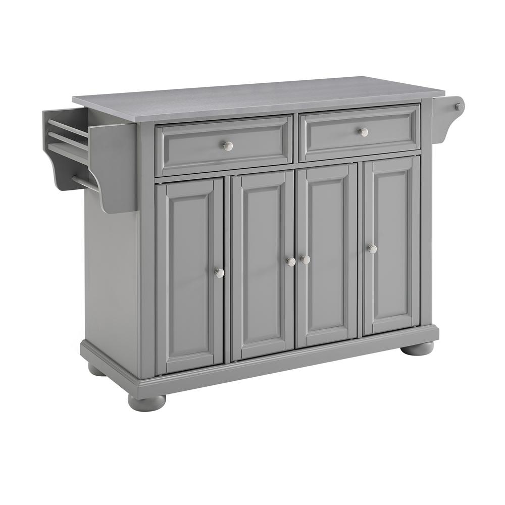 Alexandria Stainless Steel Top Kitchen Island/Cart Gray/Stainless Steel. Picture 5