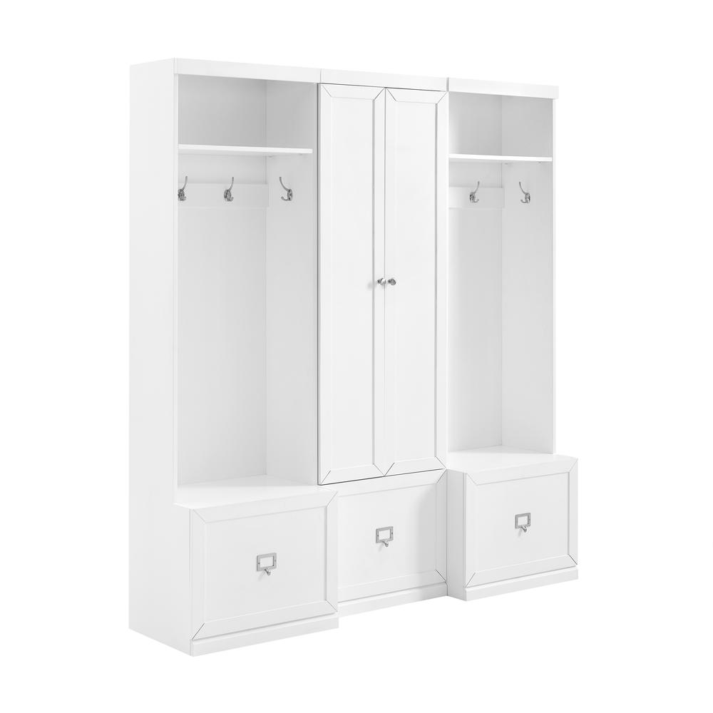 Harper 3Pc Entryway Set White - Pantry Closet & 2 Hall Trees. Picture 14