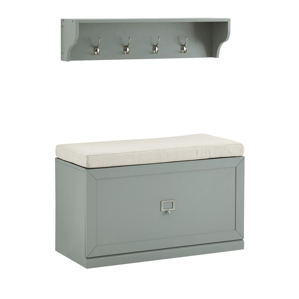 Harper 2Pc Entryway Set Gray/Creme - Bench & Shelf. Picture 11