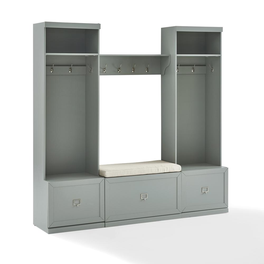 Harper 4Pc Entryway Set Gray/Creme - Bench, Shelf, & 2 Hall Trees. Picture 15