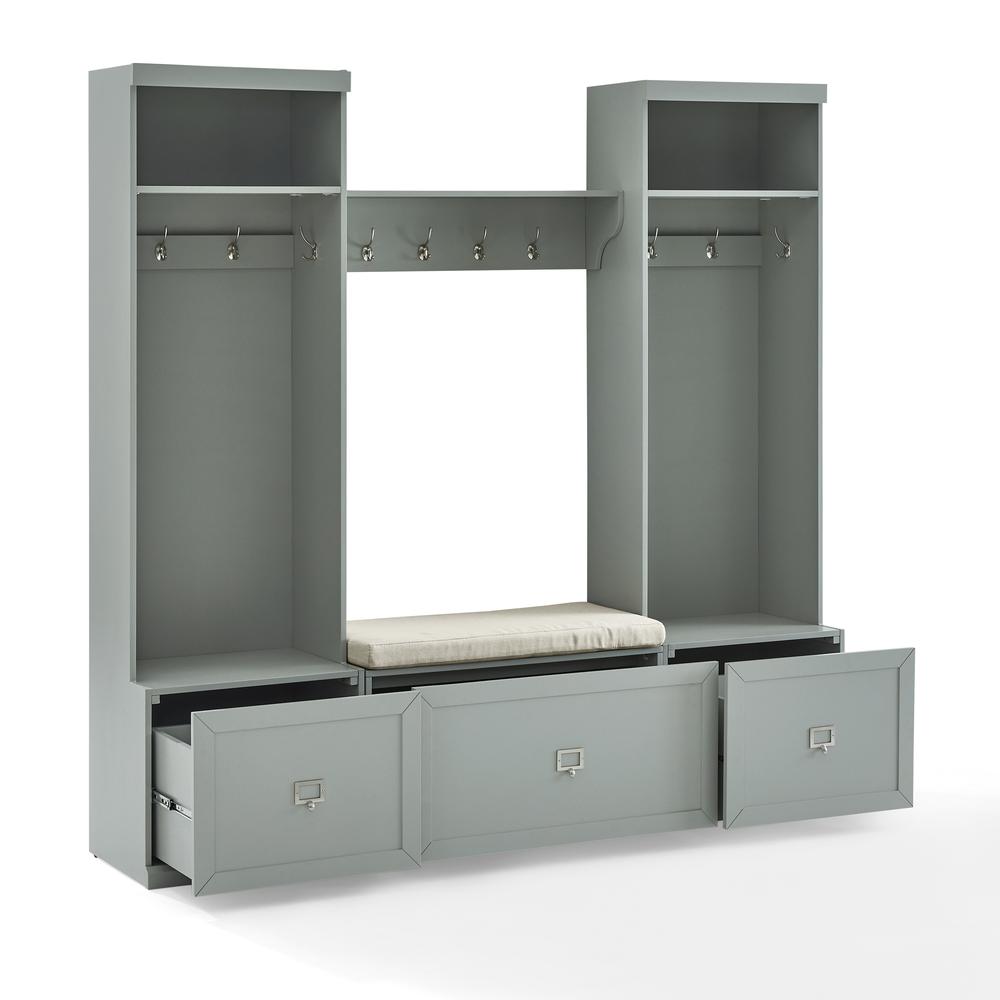 Harper 4Pc Entryway Set Gray/Creme - Bench, Shelf, & 2 Hall Trees. Picture 14