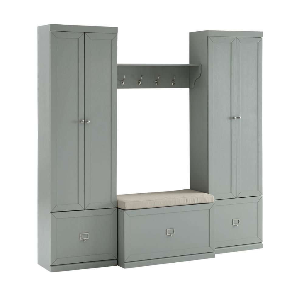 Harper 4Pc Entryway Set Gray/Creme - Bench, Shelf, & 2 Pantry Closets. Picture 19