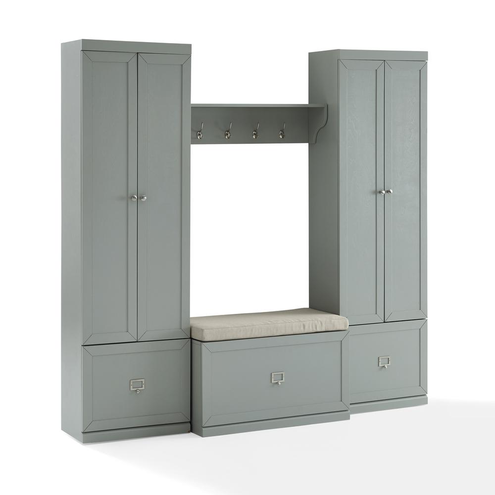Harper 4Pc Entryway Set Gray/Creme - Bench, Shelf, & 2 Pantry Closets. Picture 20