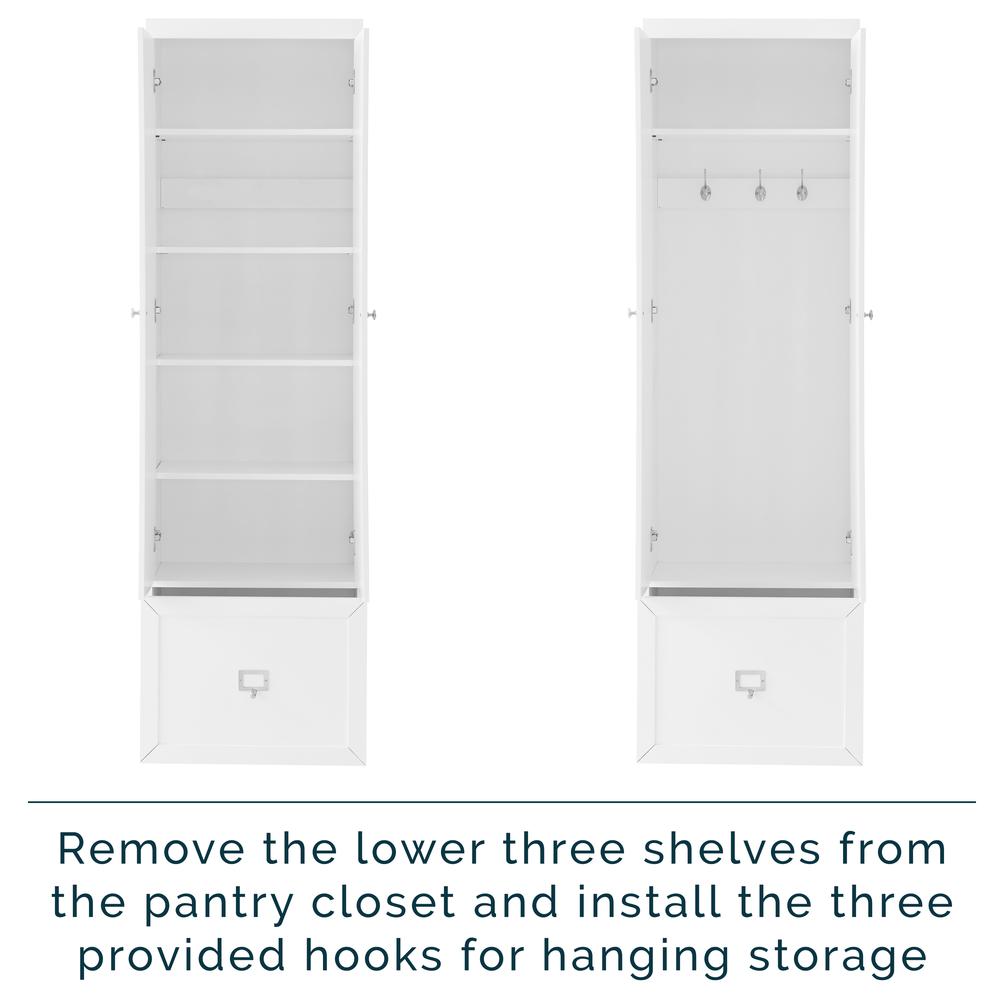 Harper 4Pc Entryway Set White - Bench, Shelf, & 2 Pantry Closets. Picture 5
