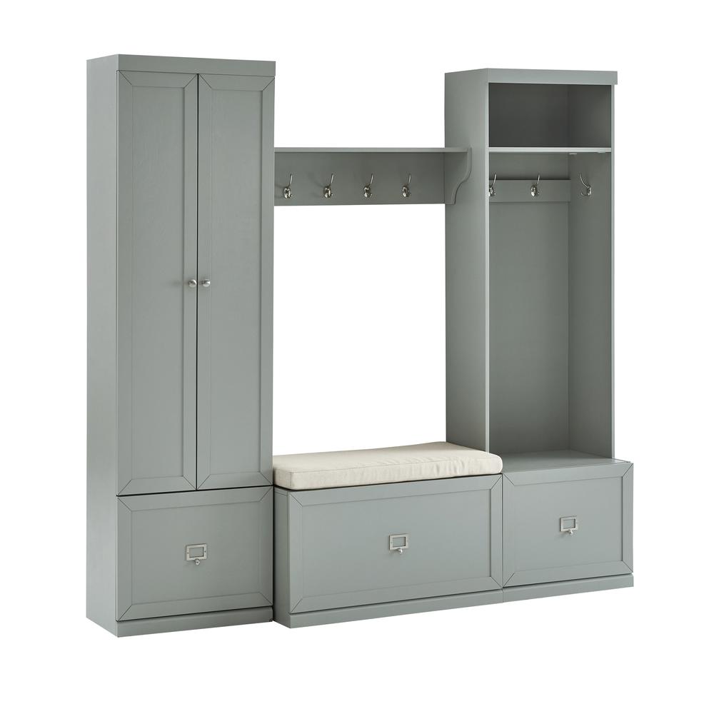 Harper 4Pc Entryway Set Gray/Creme - Bench, Shelf, Hall Tree, & Pantry Closet. Picture 16