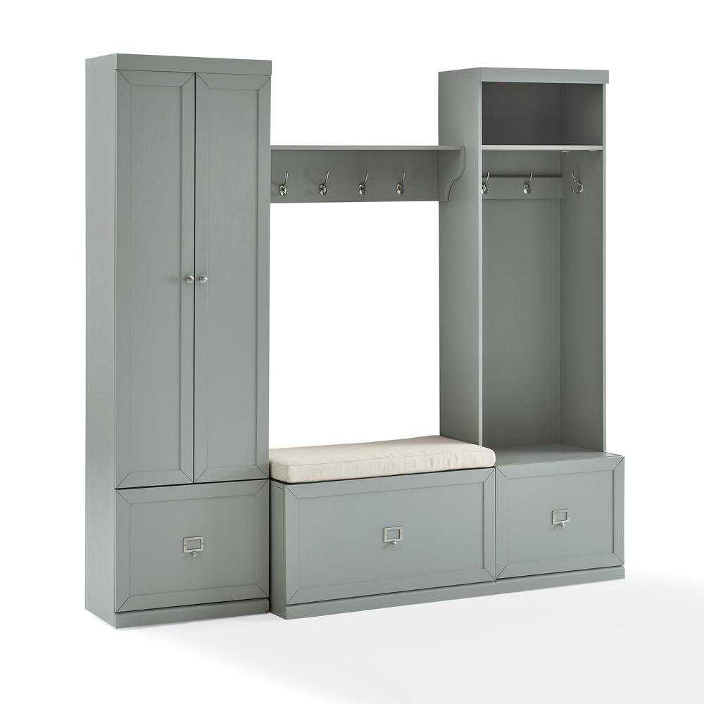 Harper 4Pc Entryway Set Gray/Creme - Bench, Shelf, Hall Tree, & Pantry Closet. Picture 15