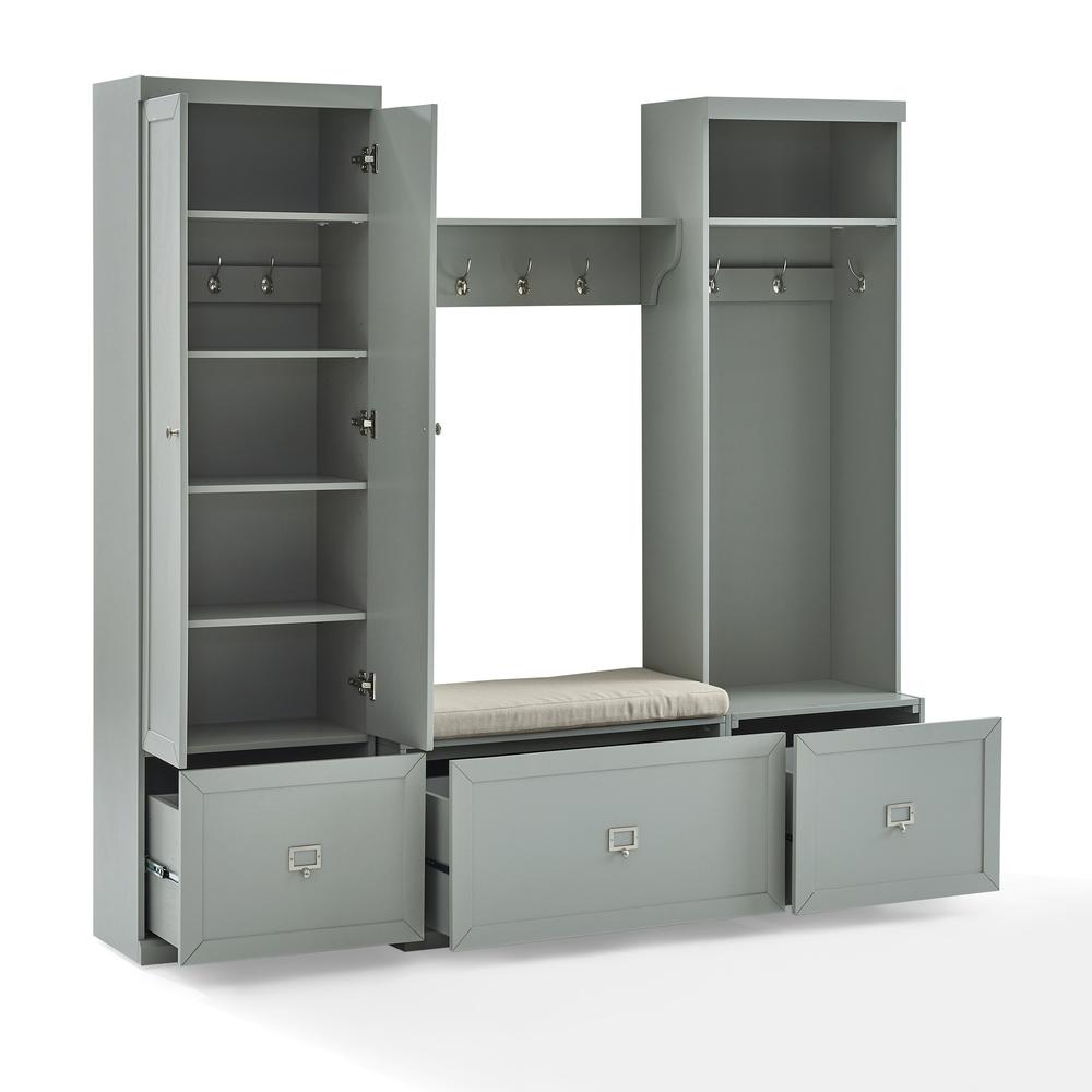 Harper 4Pc Entryway Set Gray/Creme - Bench, Shelf, Hall Tree, & Pantry Closet. Picture 24