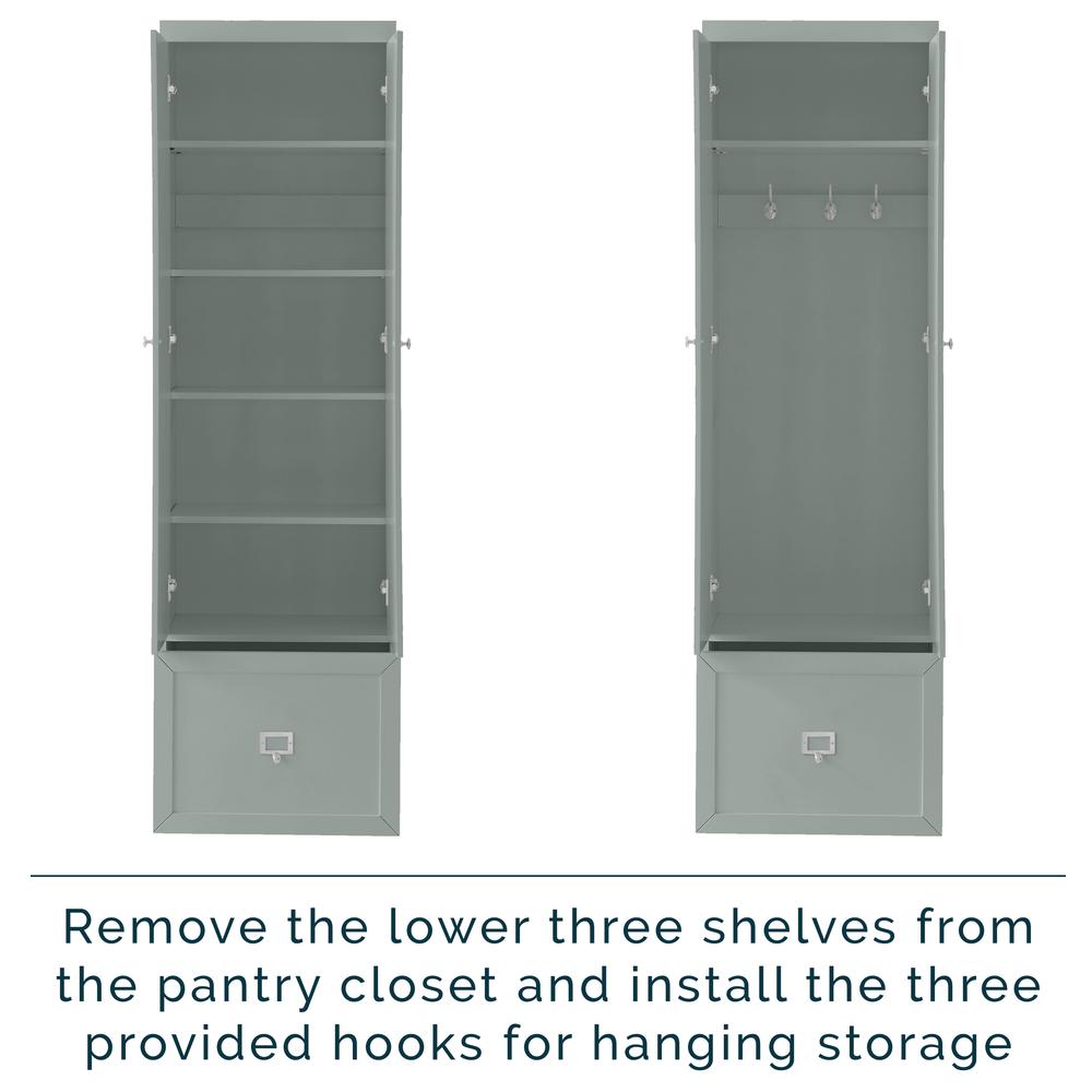 Harper 6Pc Entryway Set Gray/Creme - Bench, Shelf, 2 Pantry Closets, & 2 Hall Trees. Picture 7