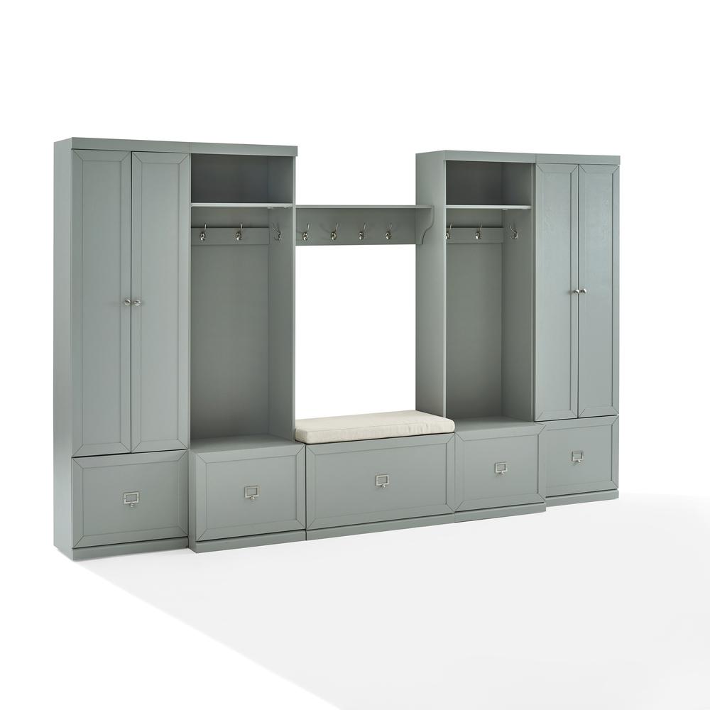 Harper 6Pc Entryway Set Gray/Creme - Bench, Shelf, 2 Pantry Closets, & 2 Hall Trees. Picture 22