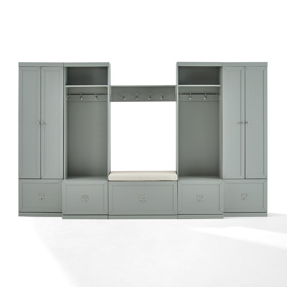 Harper 6Pc Entryway Set Gray/Creme - Bench, Shelf, 2 Pantry Closets, & 2 Hall Trees. Picture 19