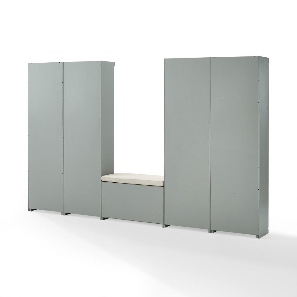 Harper 6Pc Entryway Set Gray/Creme - Bench, Shelf, 2 Pantry Closets, & 2 Hall Trees. Picture 17
