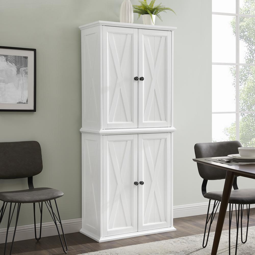 Clifton Tall Pantry Distressed White - 2 Stackable Pantries. Picture 1