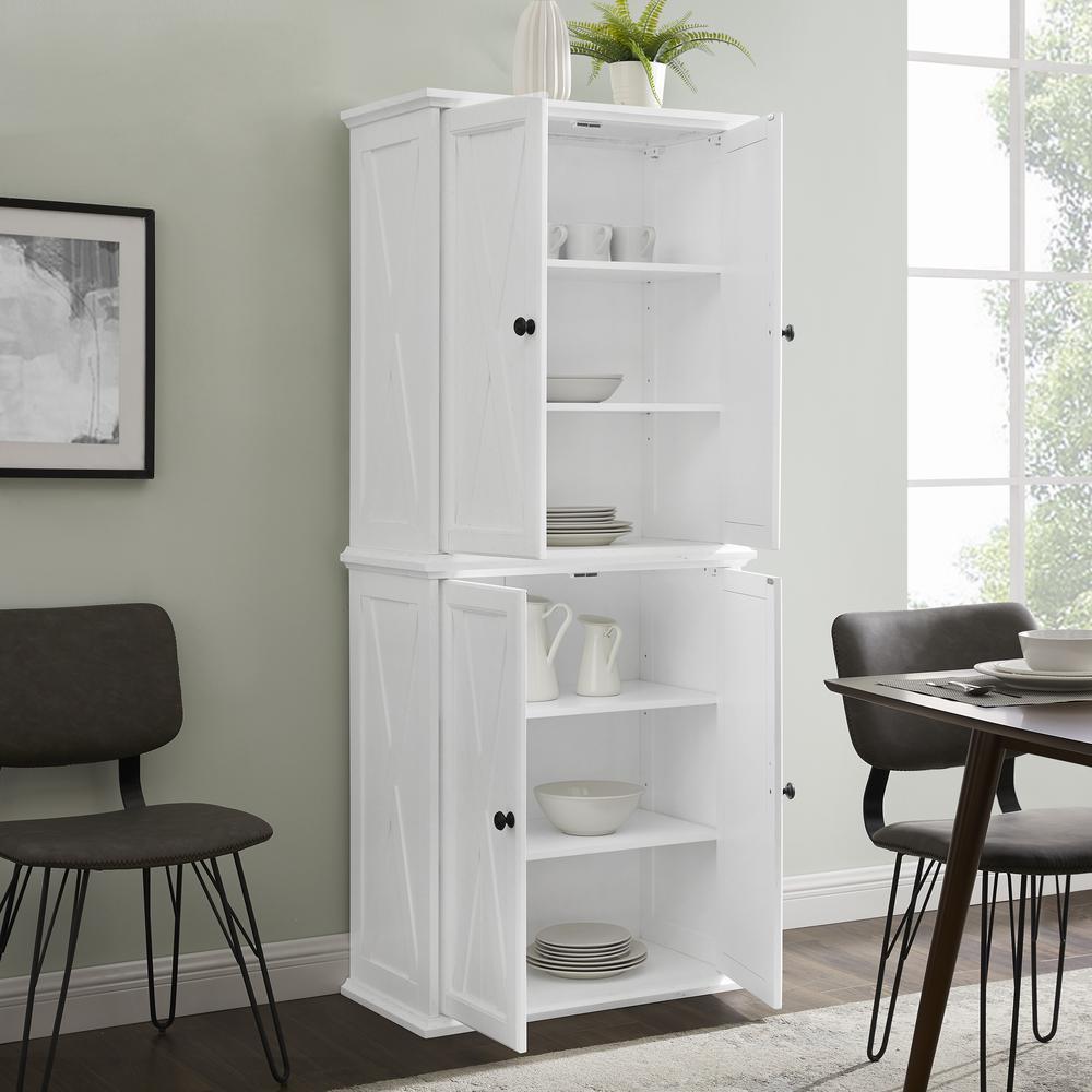 Clifton Tall Pantry Distressed White - 2 Stackable Pantries. Picture 3