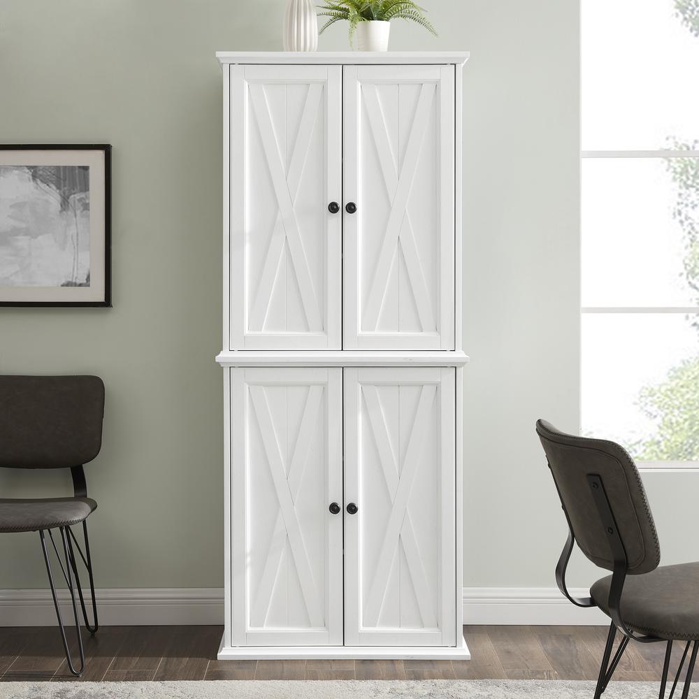 Clifton Tall Pantry Distressed White - 2 Stackable Pantries. Picture 4