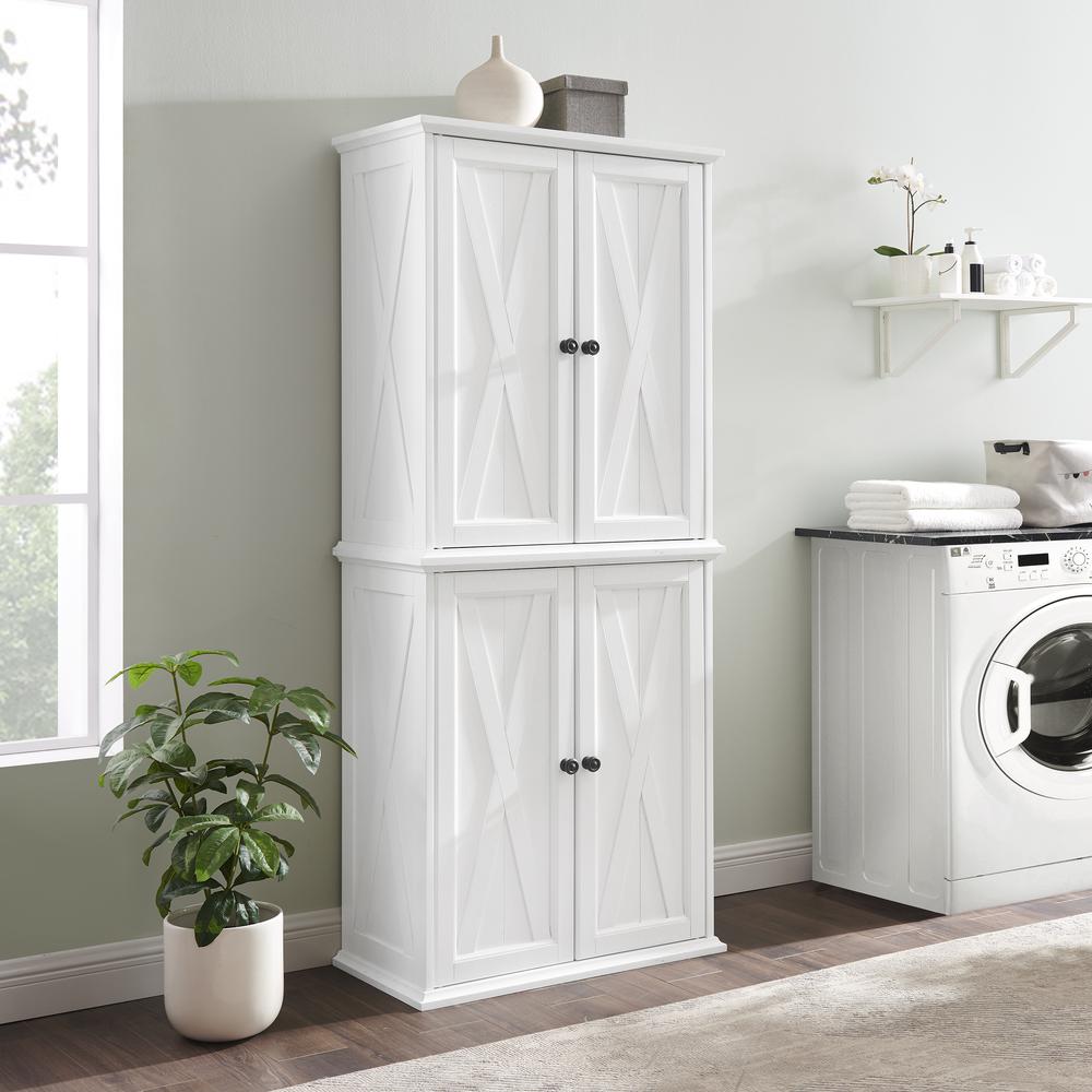Clifton Tall Pantry Distressed White - 2 Stackable Pantries. Picture 4