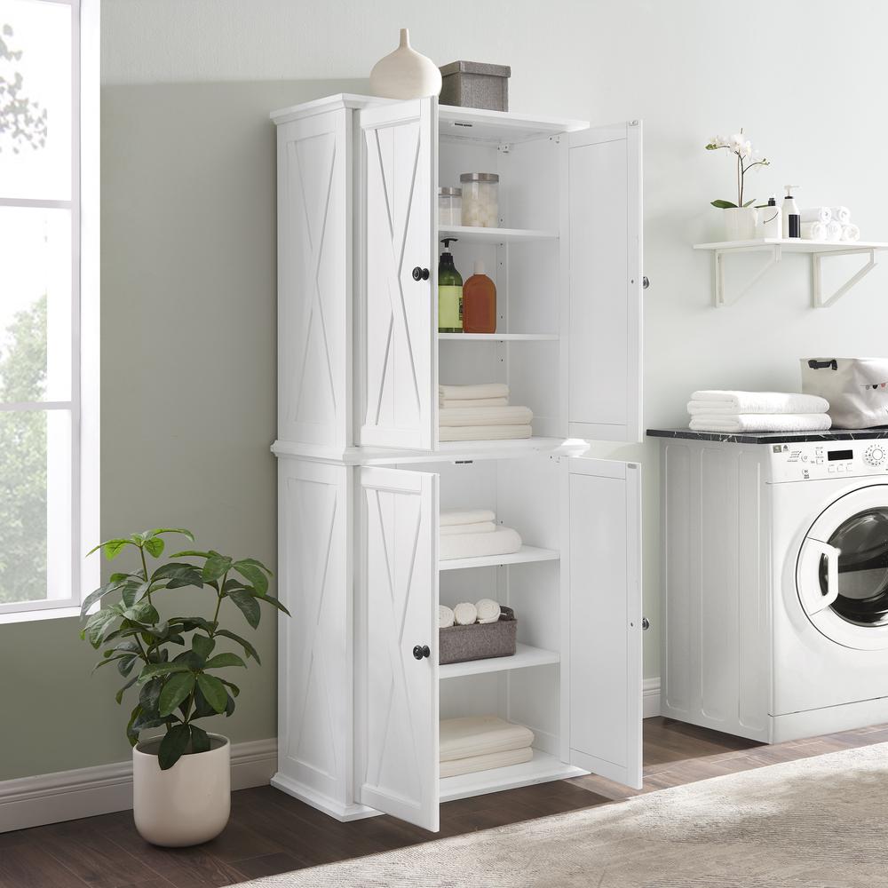 Clifton Tall Pantry Distressed White - 2 Stackable Pantries. Picture 5