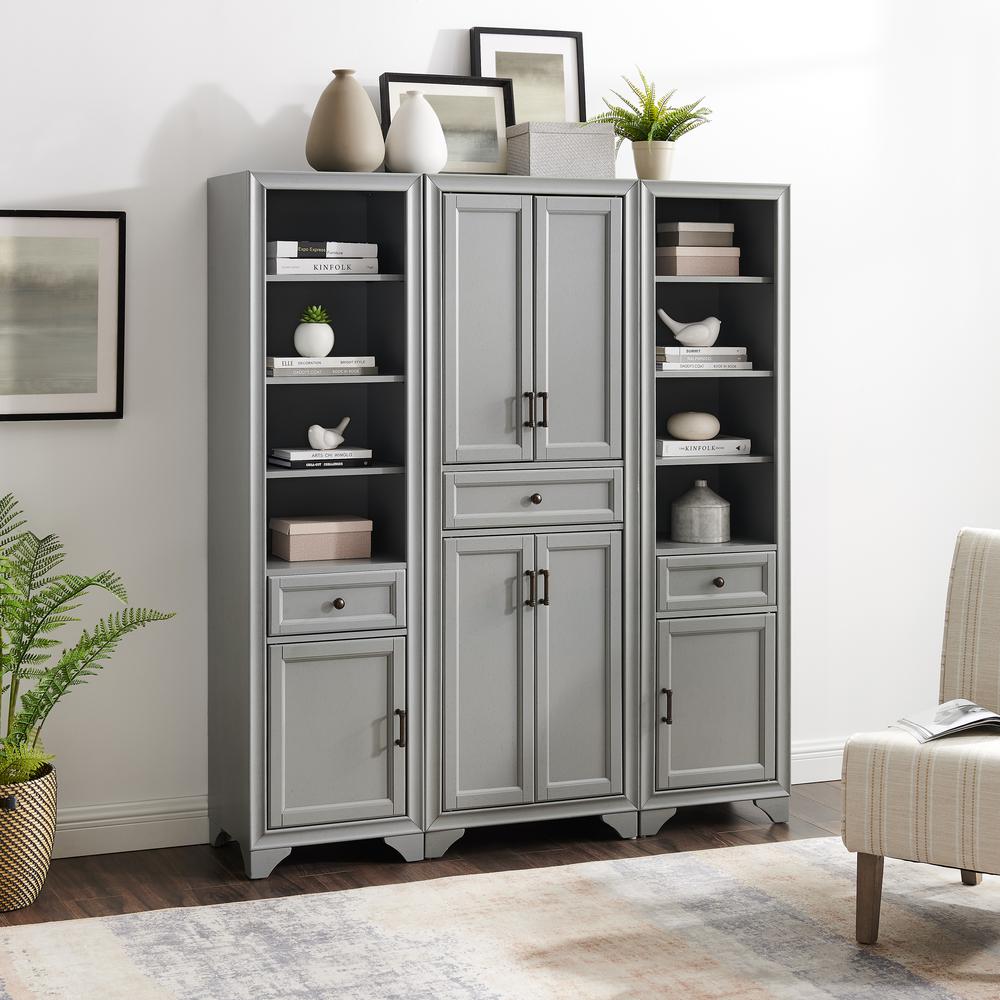 Tara 3Pc Pantry Set Distressed Gray - Pantry & 2 Linen Cabinets. Picture 1