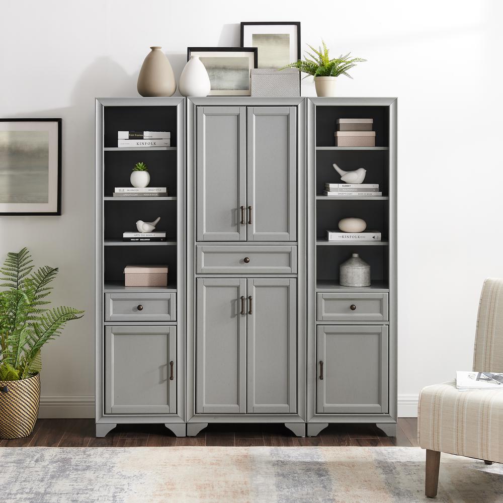 Tara 3Pc Pantry Set Distressed Gray - Pantry & 2 Linen Cabinets. Picture 3