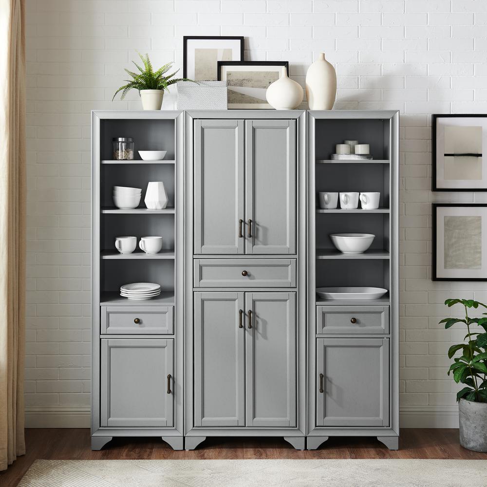 Tara 3Pc Pantry Set Distressed Gray - Pantry & 2 Linen Cabinets. Picture 6