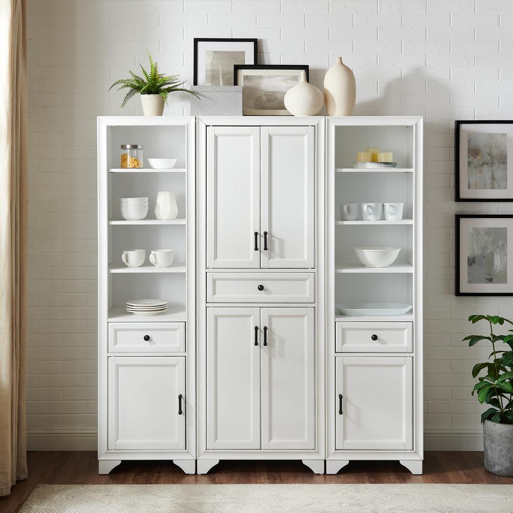 Tara 3Pc Pantry Set Distressed White - Pantry & 2 Linen Cabinets. Picture 6