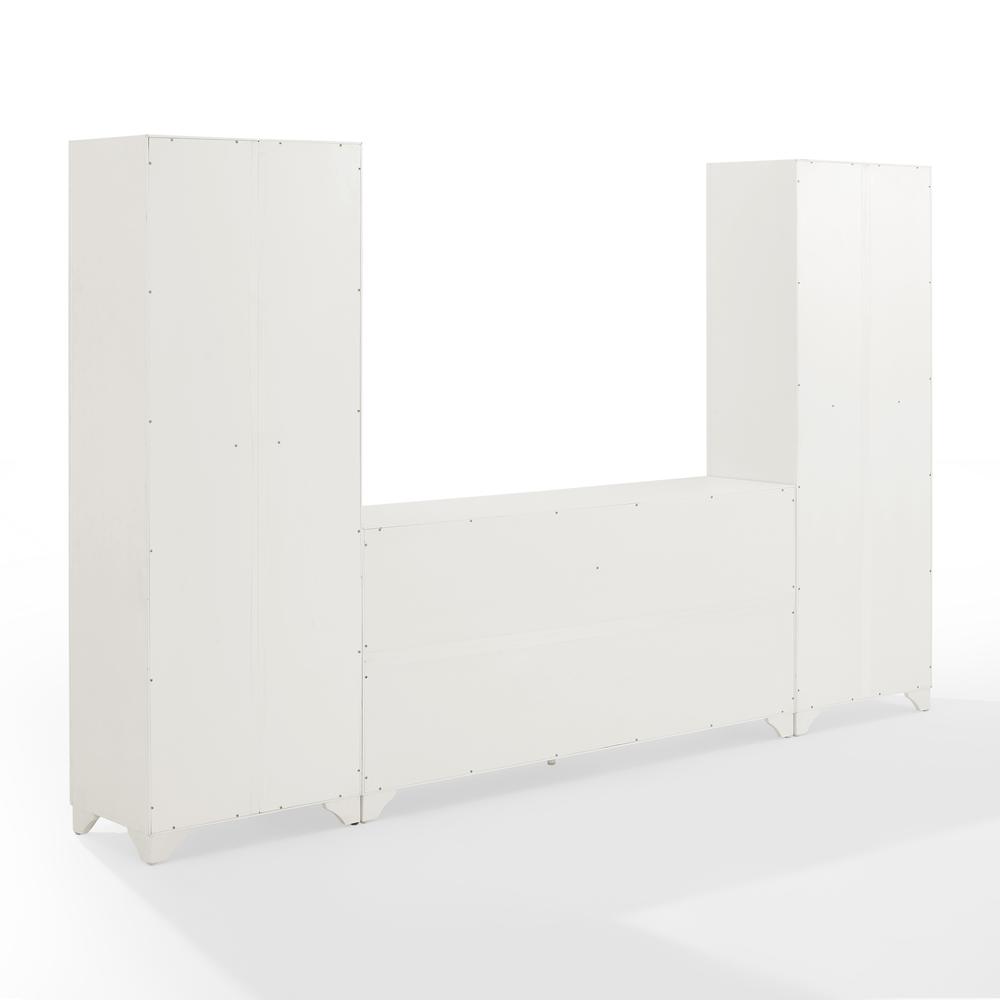 Tara 3Pc Entertainment Set Distressed White - Sideboard & 2 Pantries. Picture 13