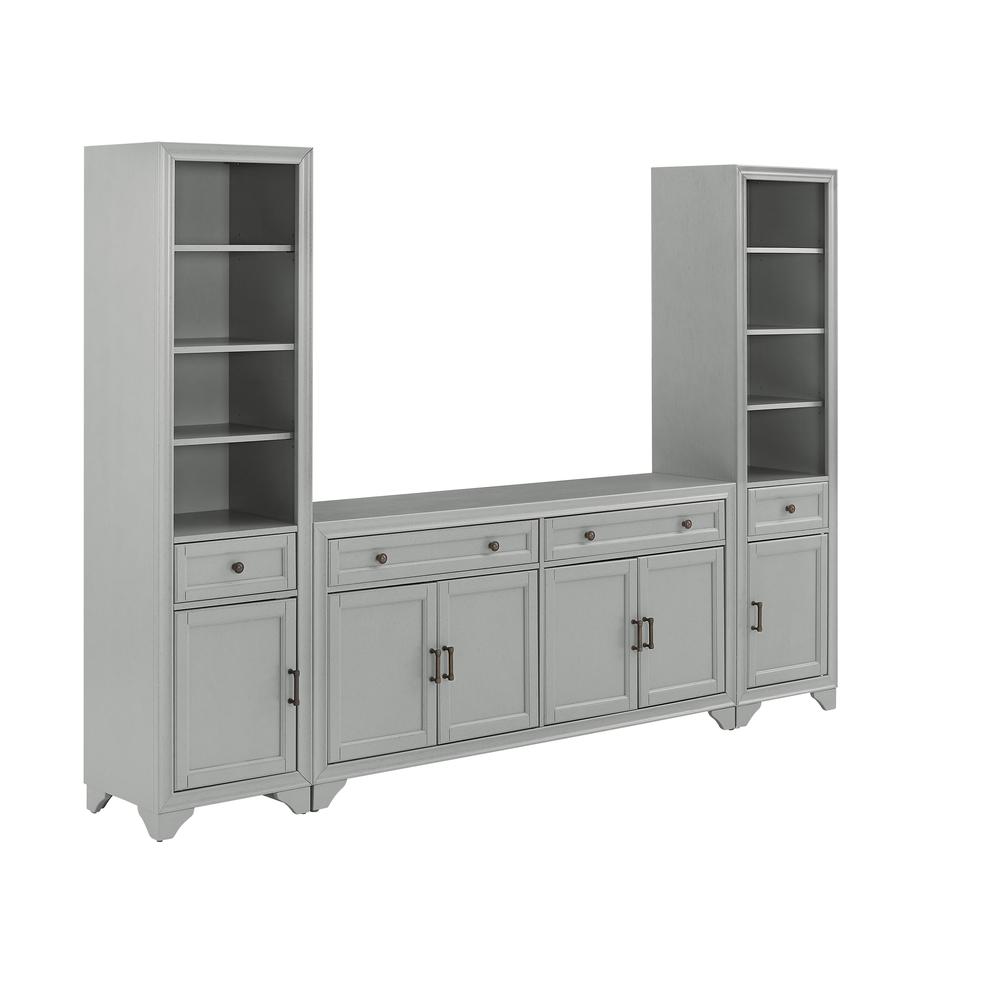 Tara 3Pc Sideboard And Bookcase Set Distressed Gray - Sideboard & 2 Bookcases. Picture 14