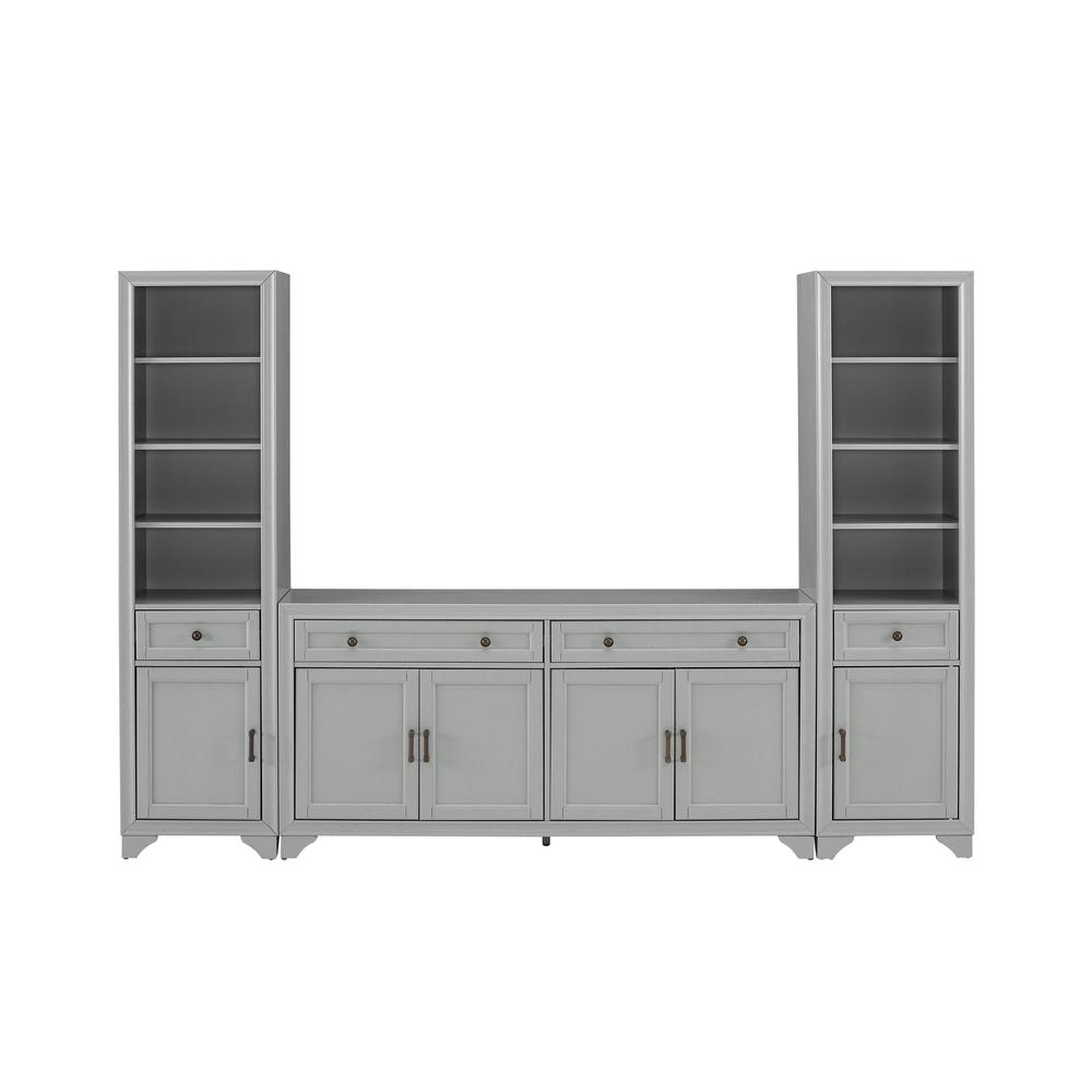 Tara 3Pc Sideboard And Bookcase Set Distressed Gray - Sideboard & 2 Bookcases. Picture 17