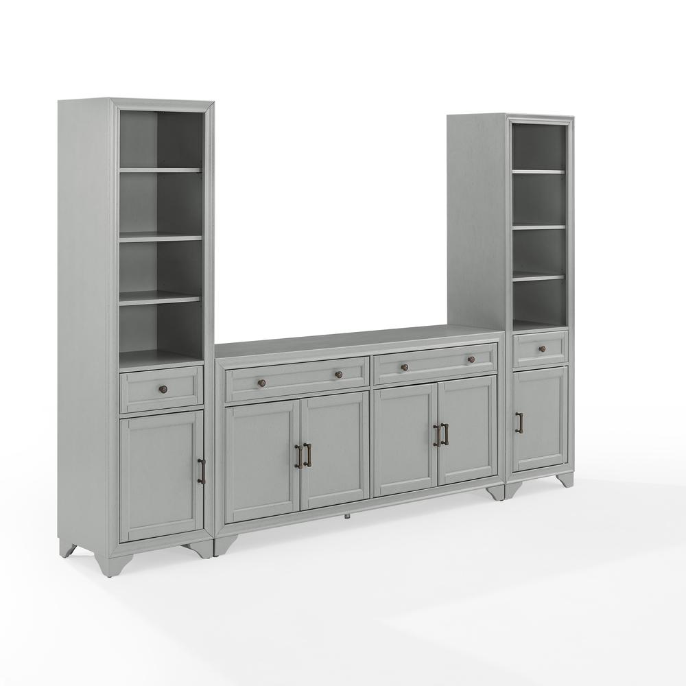 Tara 3Pc Sideboard And Bookcase Set Distressed Gray - Sideboard & 2 Bookcases. Picture 5