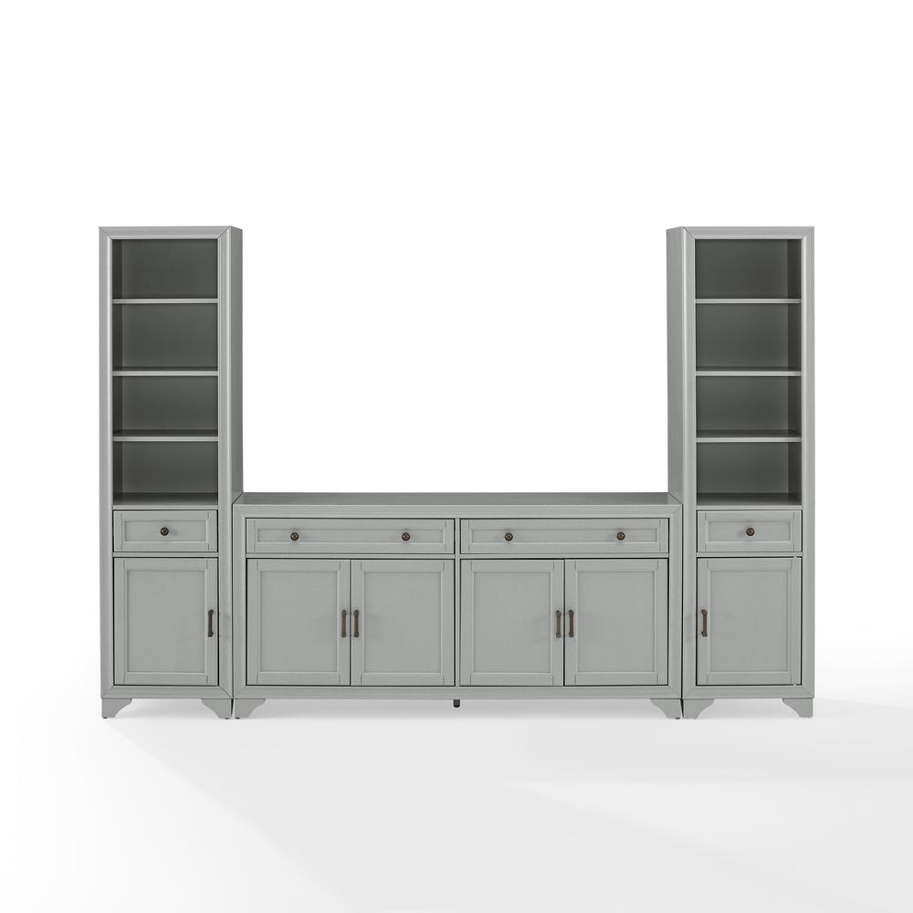 Tara 3Pc Sideboard And Bookcase Set Distressed Gray - Sideboard & 2 Bookcases. Picture 6