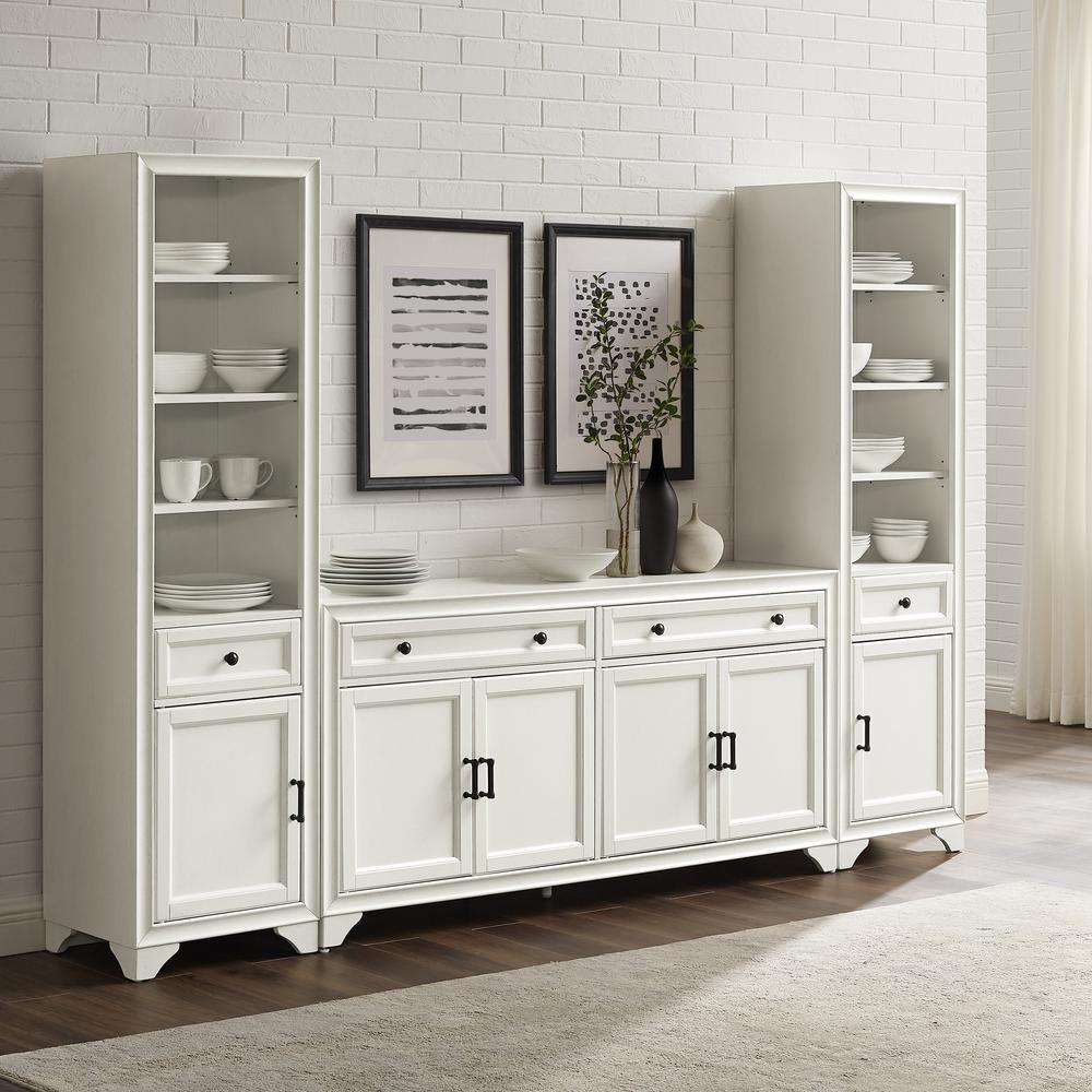 Tara 3Pc Sideboard And Bookcase Set Distressed White - Sideboard & 2 Bookcases. Picture 1