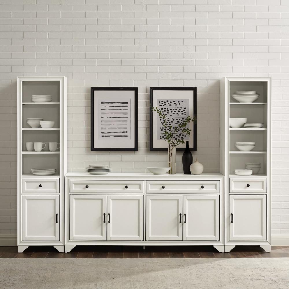 Tara 3Pc Sideboard And Bookcase Set Distressed White - Sideboard & 2 Bookcases. Picture 2