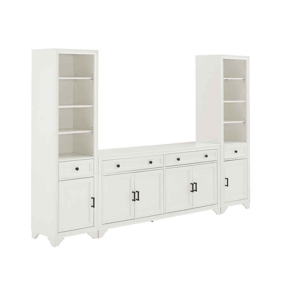Tara 3Pc Sideboard And Bookcase Set Distressed White - Sideboard & 2 Bookcases. Picture 14