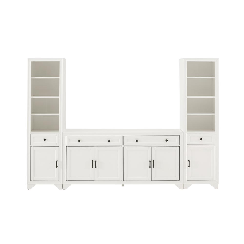 Tara 3Pc Sideboard And Bookcase Set Distressed White - Sideboard & 2 Bookcases. Picture 15