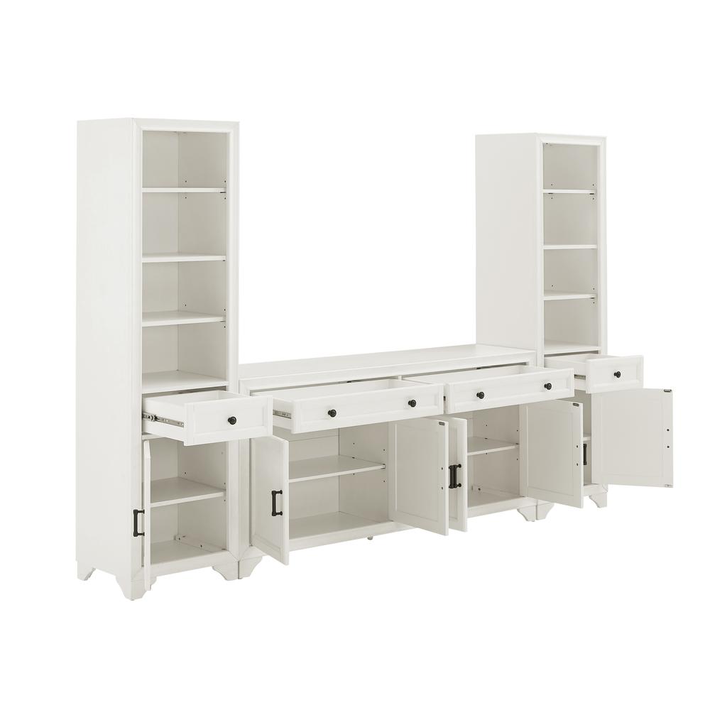 Tara 3Pc Sideboard And Bookcase Set Distressed White - Sideboard & 2 Bookcases. Picture 16