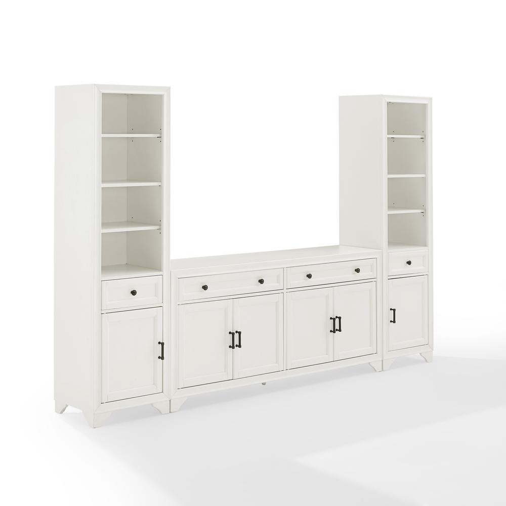 Tara 3Pc Sideboard And Bookcase Set Distressed White - Sideboard & 2 Bookcases. Picture 4