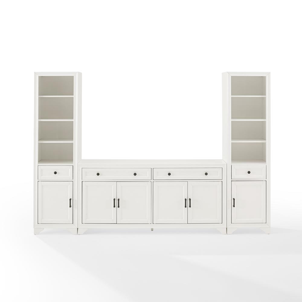 Tara 3Pc Sideboard And Bookcase Set Distressed White - Sideboard & 2 Bookcases. Picture 6