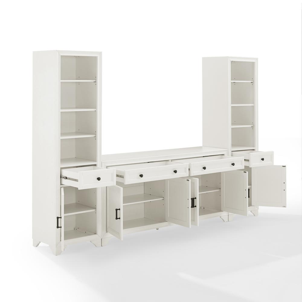 Tara 3Pc Sideboard And Bookcase Set Distressed White - Sideboard & 2 Bookcases. Picture 7
