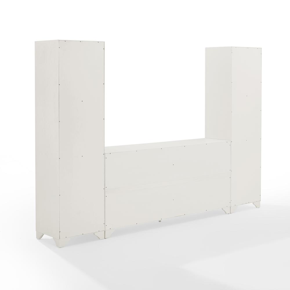 Tara 3Pc Sideboard And Bookcase Set Distressed White - Sideboard & 2 Bookcases. Picture 9