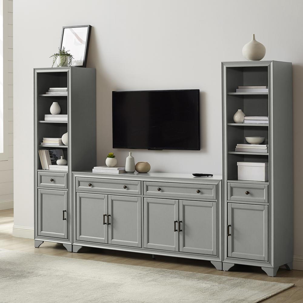 Tara 3Pc Entertainment Set Distressed Gray - Sideboard & 2 Bookcases. Picture 1