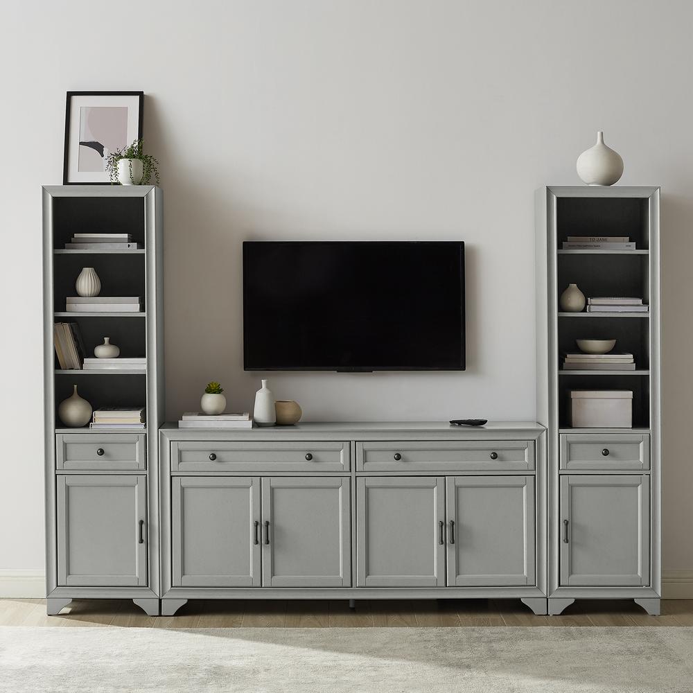 Tara 3Pc Entertainment Set Distressed Gray - Sideboard & 2 Bookcases. Picture 2