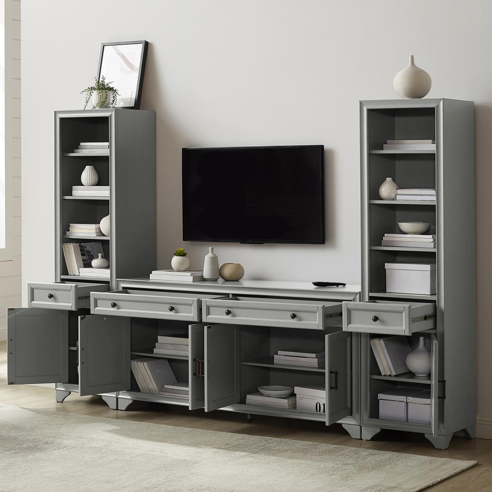 Tara 3Pc Entertainment Set Distressed Gray - Sideboard & 2 Bookcases. Picture 8