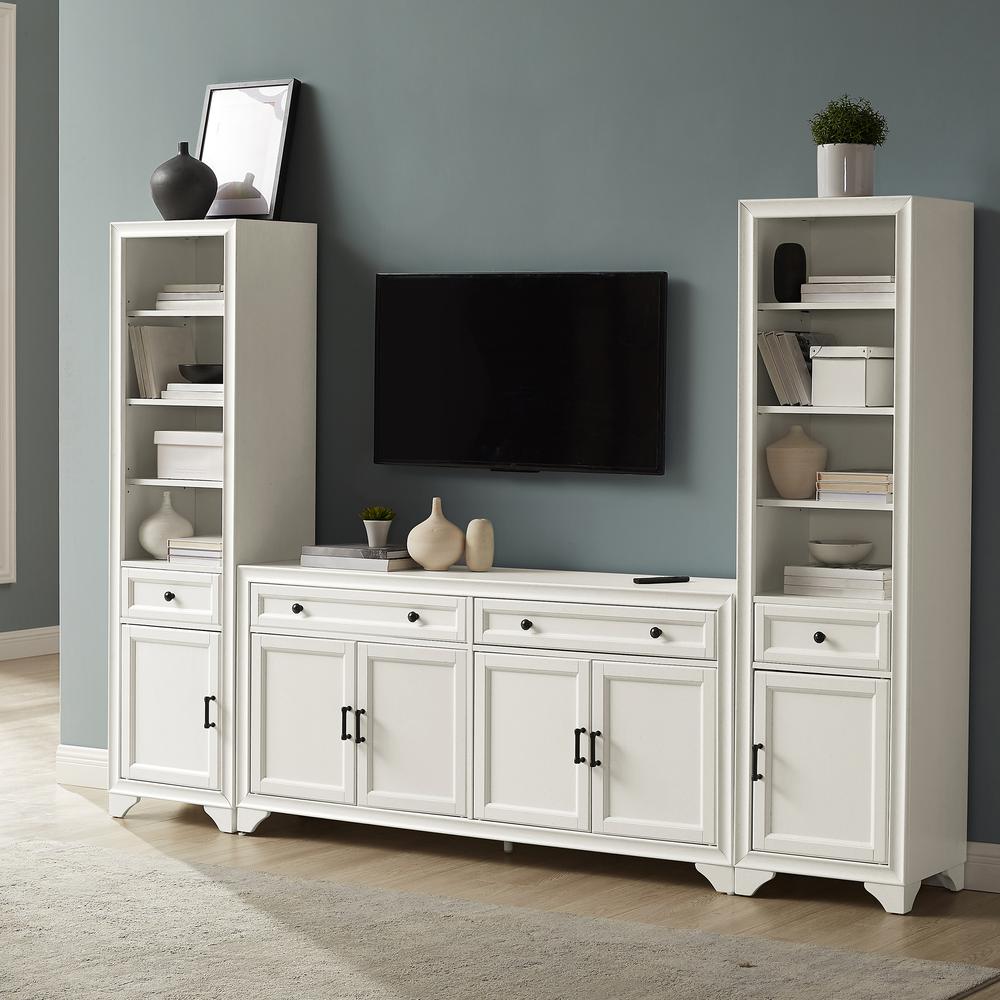 Tara 3Pc Entertainment Set Distressed White - Sideboard & 2 Bookcases. Picture 1