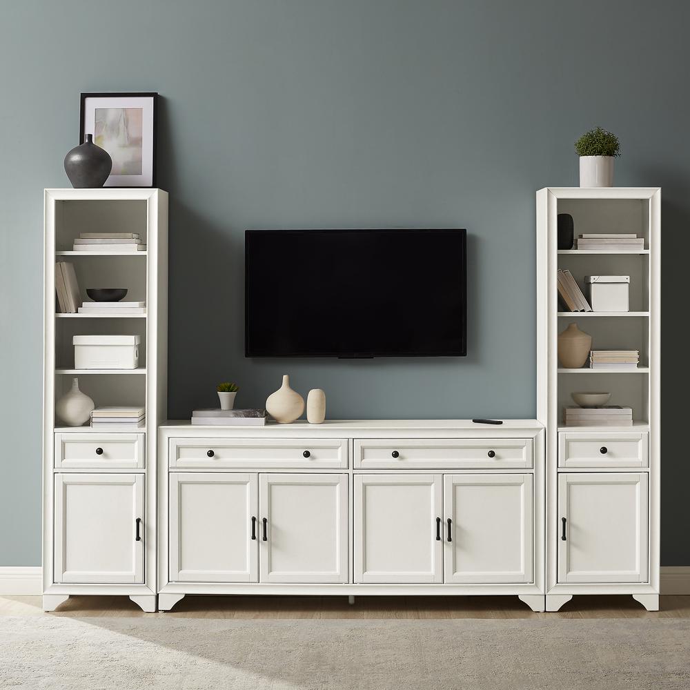 Tara 3Pc Entertainment Set Distressed White - Sideboard & 2 Bookcases. Picture 2