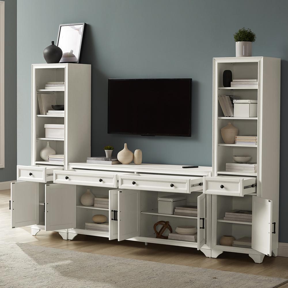 Tara 3Pc Entertainment Set Distressed White - Sideboard & 2 Bookcases. Picture 5